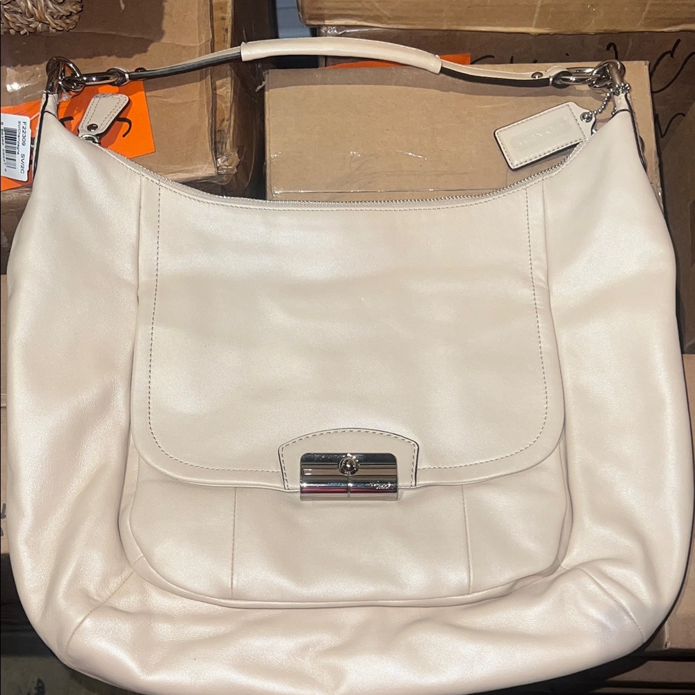 Coach Cream Leather Hobo Bag
